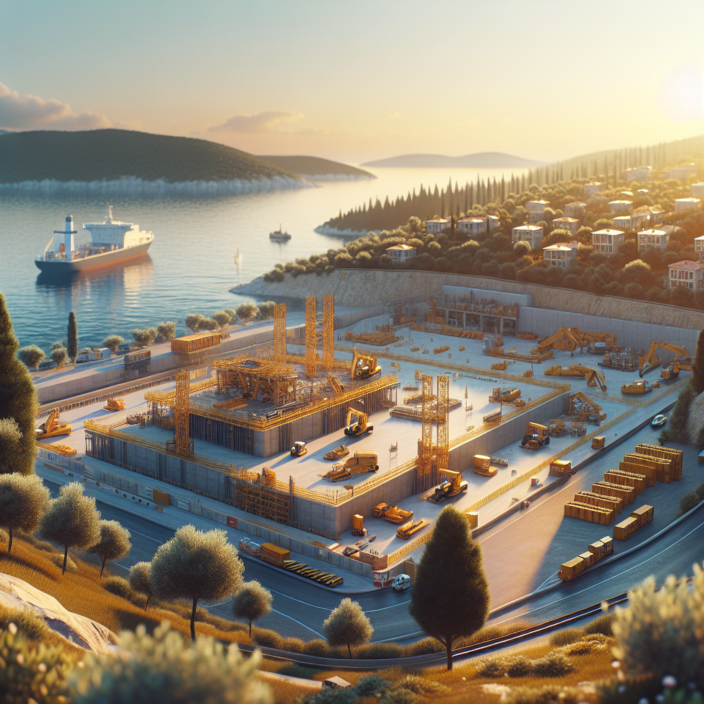 Çanakkale'de modern mimariyle inşa edilen yeni konut projesinin şantiye görünümü.