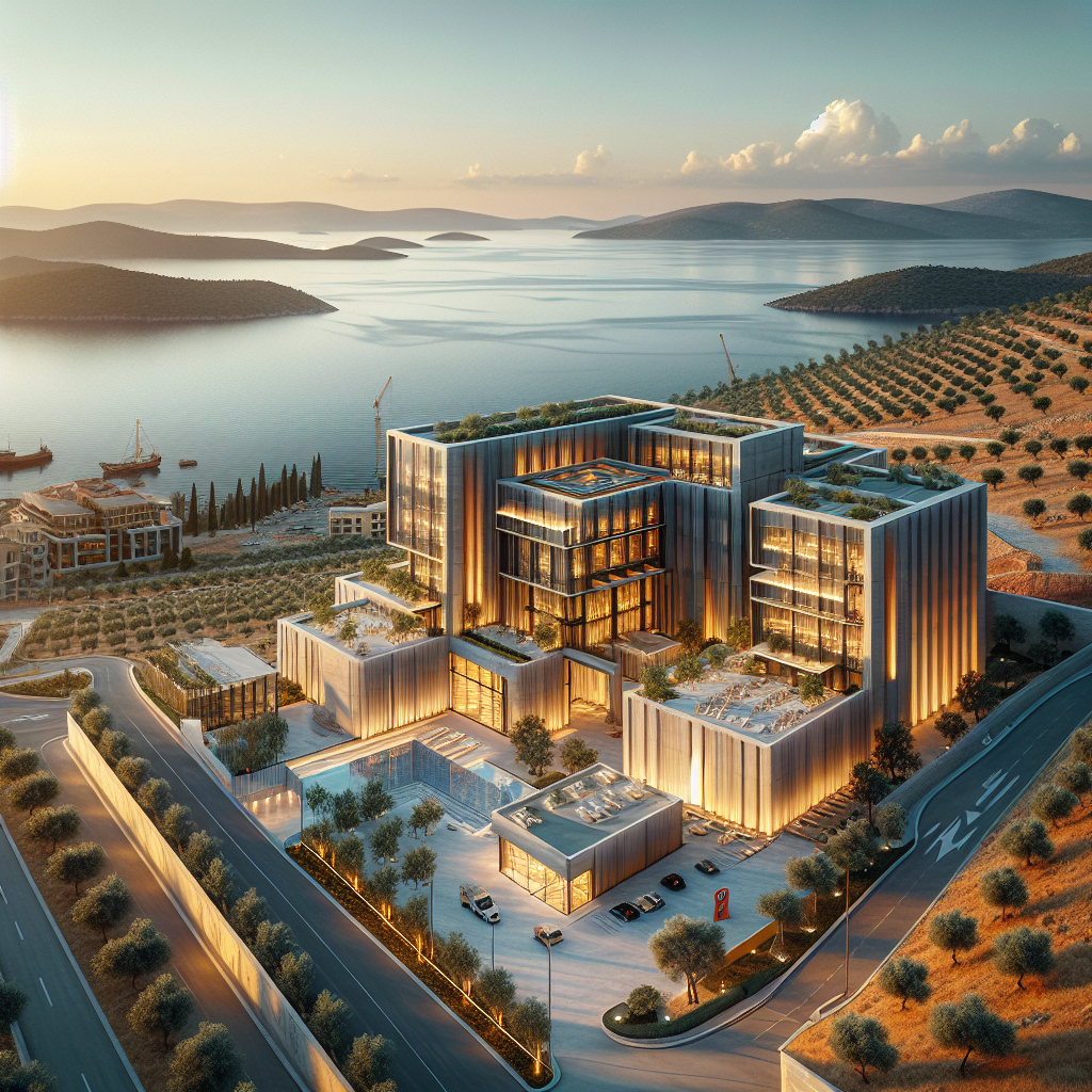 Çanakkale'de modern mimari tasarımlı bir inşaat şantiyesi görüntüsü ve mühendislik detayları.